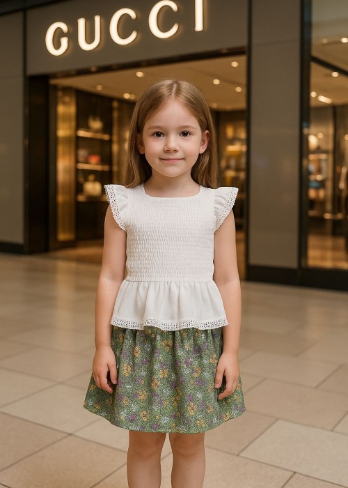 Kız Çocuk Etekli Takım(Kemer dahil)-Yeşil