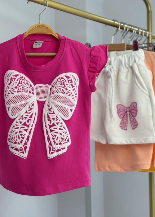 Kız Çocuk Beyaz Şortlu Takım Kız Çocuk Beyaz Şortlu Takım