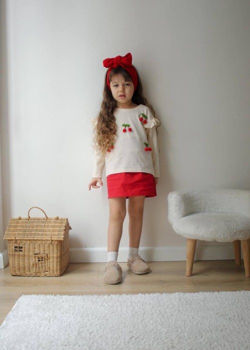 Kız Çocuk Kirazlı Etekli Takım Kız Çocuk Kirazlı Etekli Takım