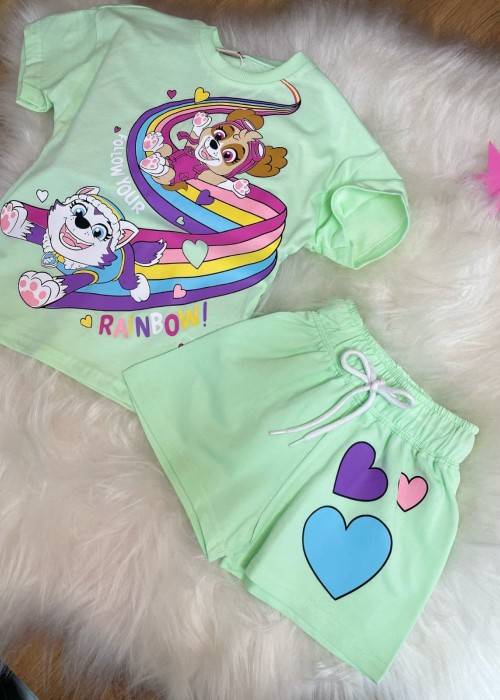 Kız Çocuk Yeşil Şortlu Takım Kız Çocuk Yeşil Şortlu Takım