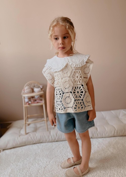 Kız Çocuk Kot Şortlu Takım(Kot şort-Bluz-Örme Üst) Kız Çocuk Kot Şortlu Takım(Kot şort-Bluz-Örme Üst)