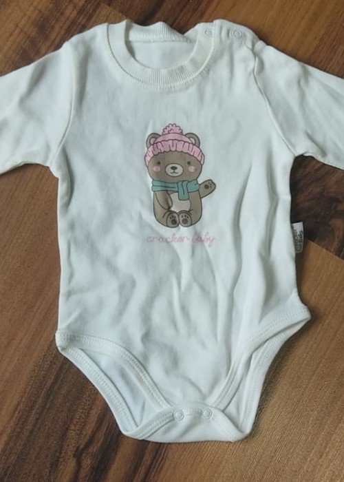 Kız Bebek 3'lü Zıbın Takım(Kapuşonlu Üst-Alt- Çıtçıtlı Body)- Ayıcıklı