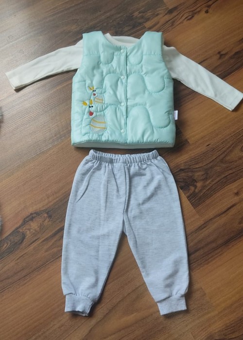 Kız Bebek Yelekli 3'lü Takım(Yeşil)