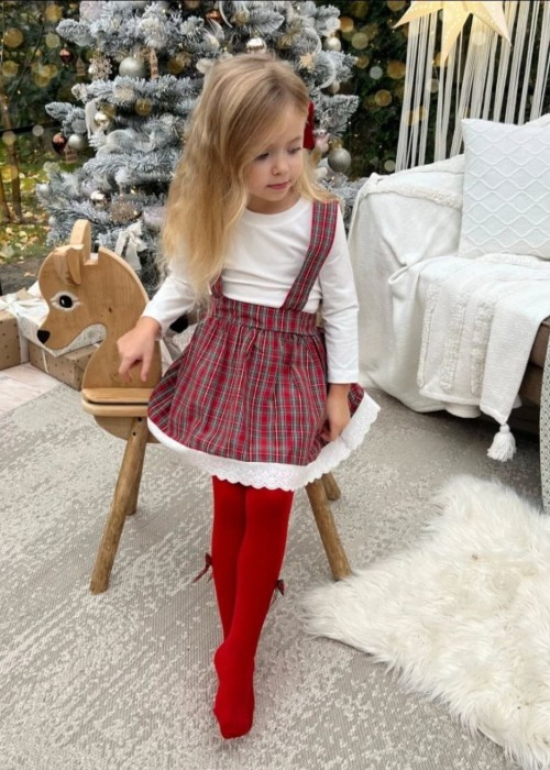 Kız Çocuk Kareli 3'lü Takım(Salopet-İc body-Şapka)