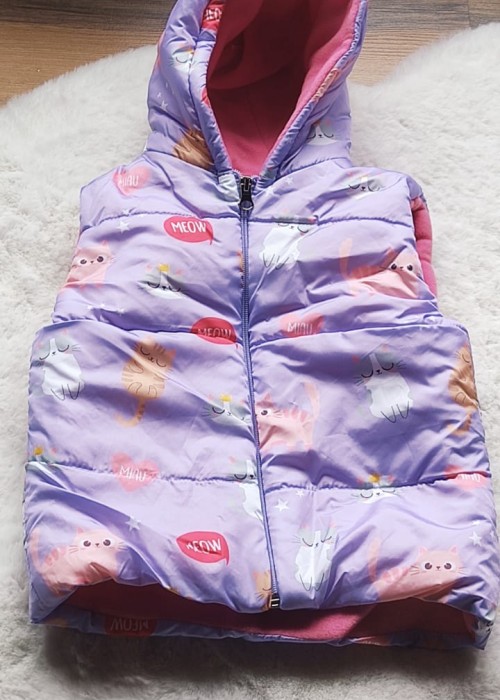 Kız Çocuk İçi Polar Kapuşonlu Yelek