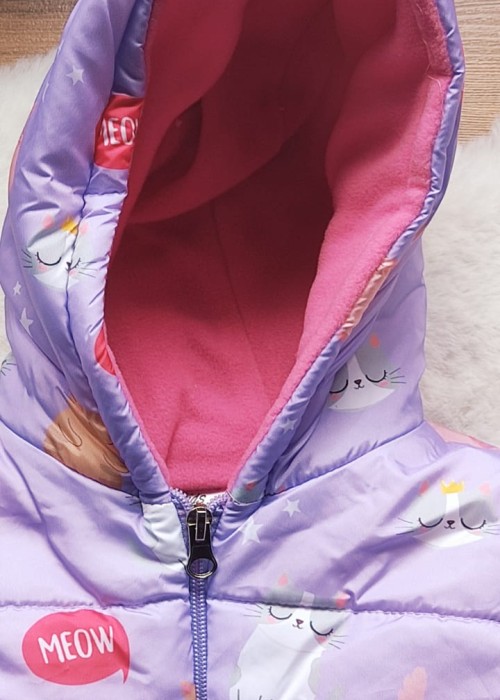 Kız Çocuk İçi Polar Kapuşonlu Yelek