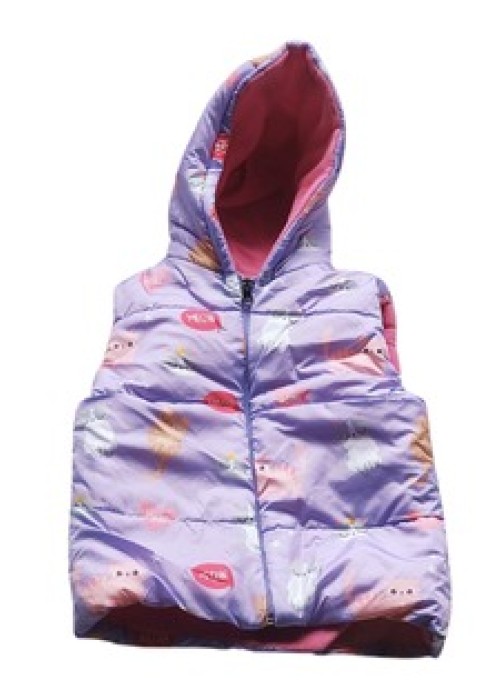 Kız Çocuk İçi Polar Kapuşonlu Yelek