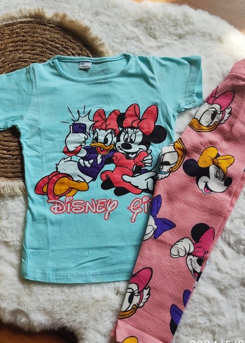Kız Çocuk Mickey Baskılı Yazlık Taytlı Takım Kız Çocuk Mickey Baskılı Yazlık Taytlı Takım