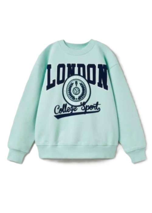 Unısex  Yeşil 3 iplik Şardonsuz Sweatshirt 