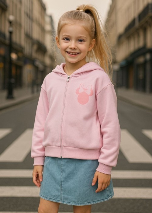 Kız Çocuk Kot Jile -Kapuşonlu Üst Takım 