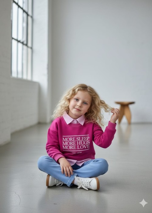 Kız Çocuk Fuşya Kot-Sweat Takım Kız Çocuk Fuşya Kot-Sweat Takım