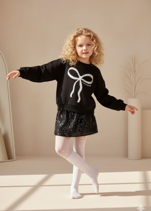Kız Çocuk siyah Pullu Etekli Siyah Takım