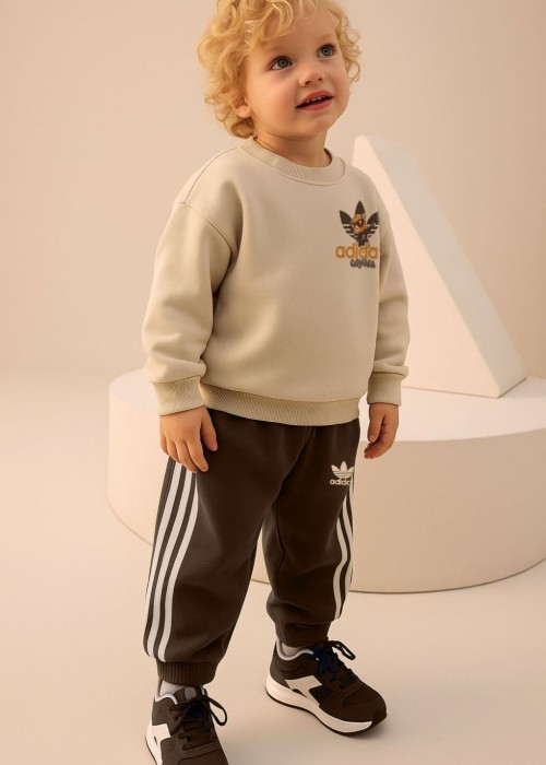 Erkek Çocuk Arkası 3 iplik Adidas Takım -Kahve