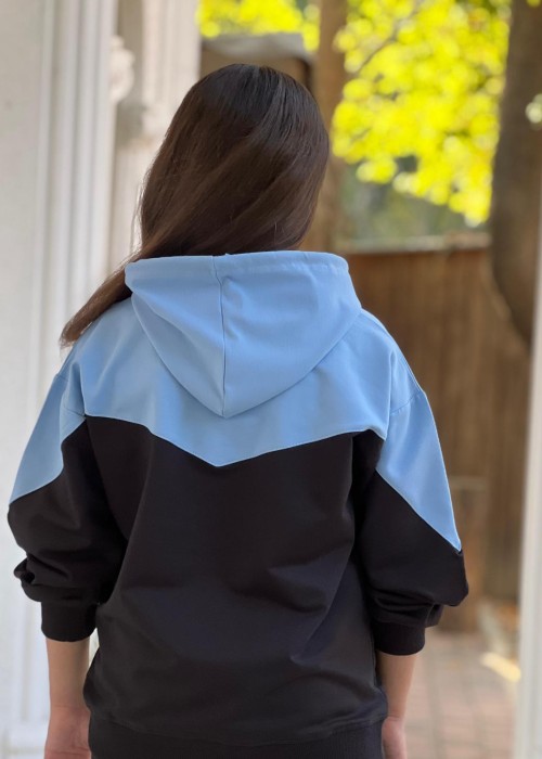 Kız Çocuk Garson boy 2 iplik Alo Eşofman Takım-Mavi