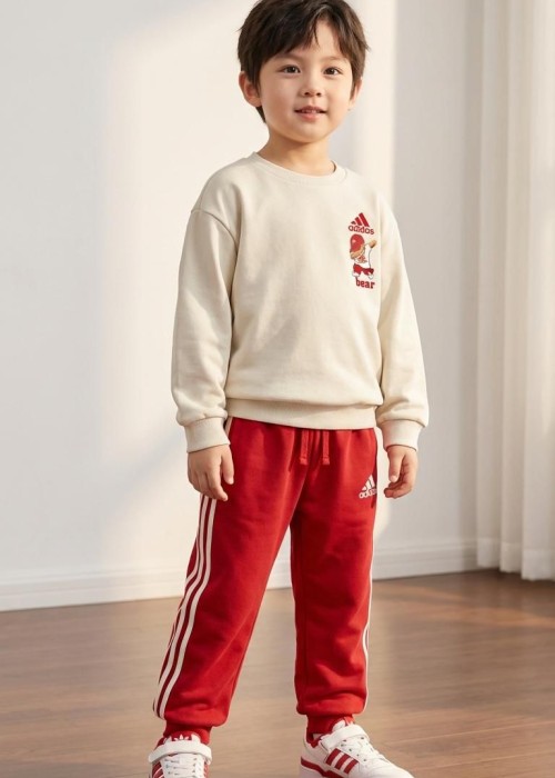 Adidas Unisex Eşofman Takım Bear Baskılı -Kırmızı