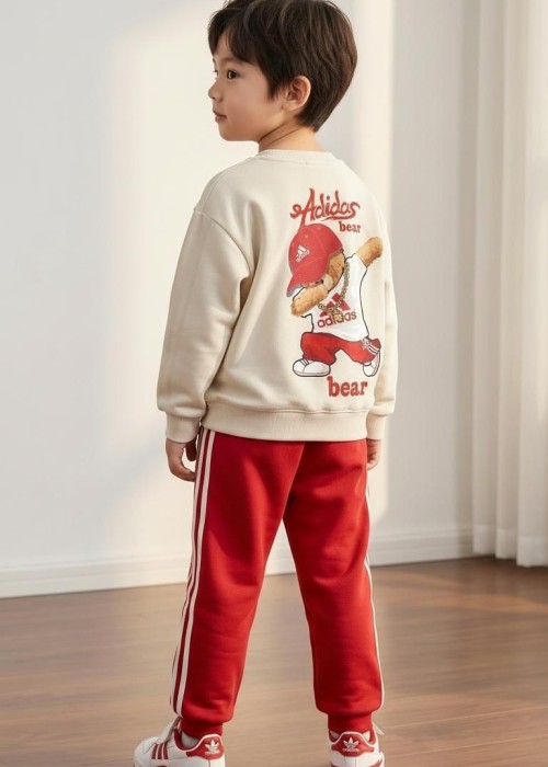 Adidas Unisex Eşofman Takım Bear Baskılı -Kırmızı