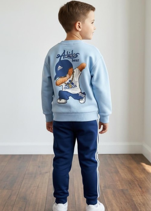 Adidas Unisex Eşofman Takım Bear Baskılı -Mavi