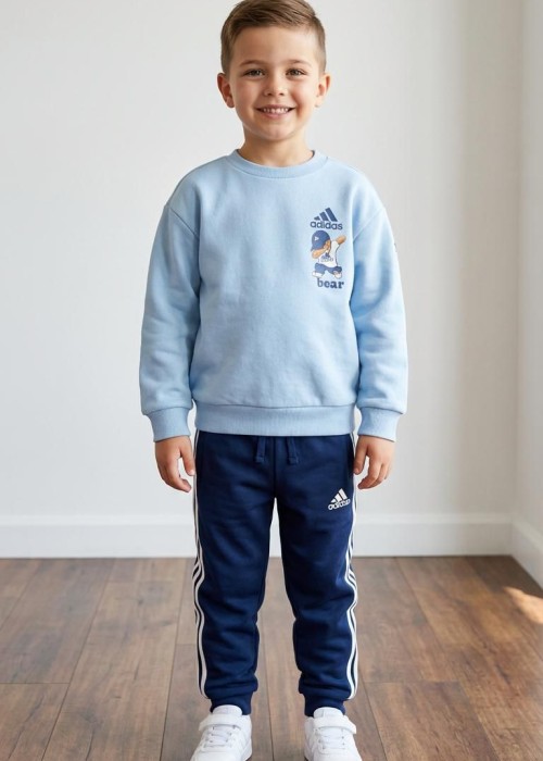 Adidas Unisex Eşofman Takım Bear Baskılı -Mavi