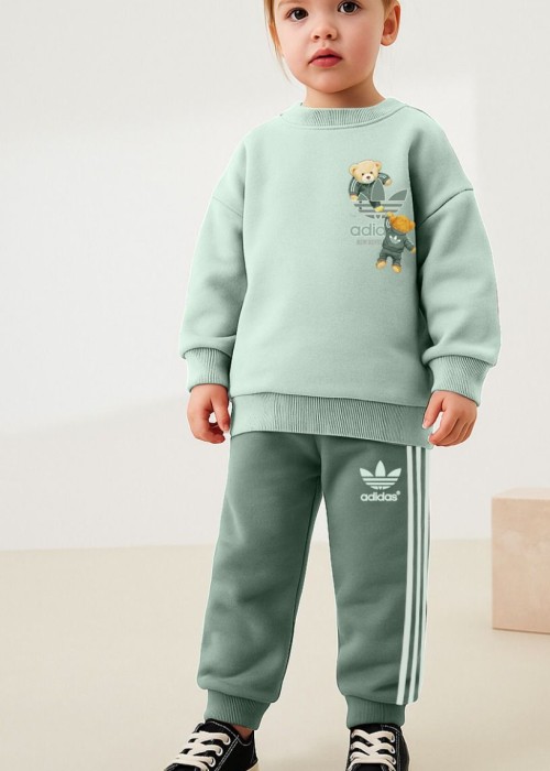 Kız Çocuk Adidas Çizgili Eşofman Takımı-Yeşil