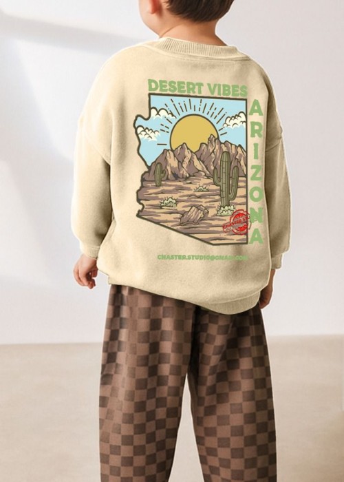 Erkek Çocuk Kareli Model Eşofman Takım-Kahve