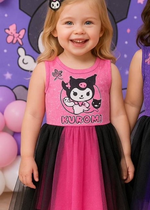 Kız Çocuk Kuromi Tüllü Party Elbise (pembe)