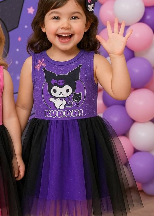 Kız Çocuk Kuromi Tüllü Party Elbise (mor)