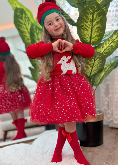 Kız Çocuk 3'lü Yılbaşı Takım-Kırmızı 