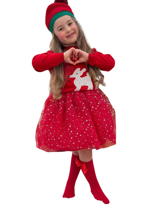 Kız Çocuk 3'lü Yılbaşı Takım-Kırmızı Kız Çocuk 3'lü Yılbaşı Takım-Kırmızı