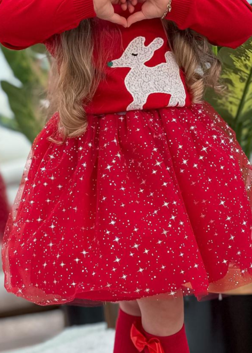 Kız Çocuk 3'lü Yılbaşı Takım-Kırmızı Kız Çocuk 3'lü Yılbaşı Takım-Kırmızı