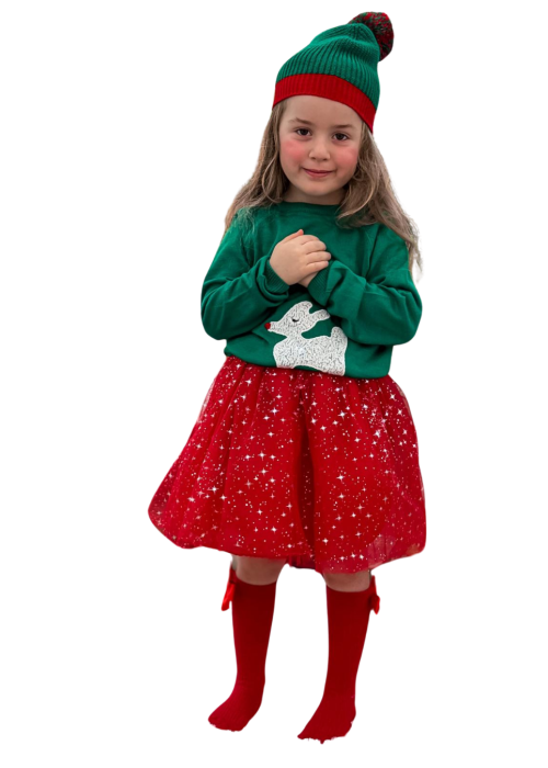 Kız Çocuk 3'lü Yılbaşı Takım-Yeşil Kız Çocuk 3'lü Yılbaşı Takım-Yeşil